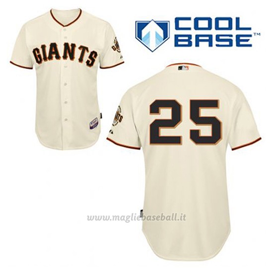 Maglia Baseball Uomo San Francisco Giants Barry Bonds 25 Crema 1ªCool Base